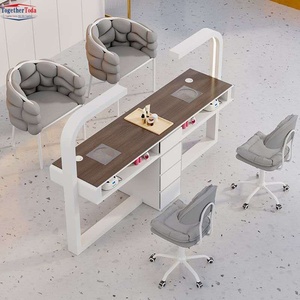 Professional <b>Salon</b> Multi-Functional Nail Table Set Spacious Tabletop Organized Storage with Ergonomic Seating for Nail Studios - Product Image 2