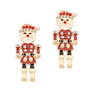 Pendientes de Navidad con Figura de Cascanueces, Incrustados con Diamantes de Imitación, Elegantes y Modernos, para Damas, Festivos - Product Image 5