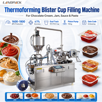 Machine de remplissage et d'emballage sous blister pour coupelles de pâte à tartiner, crème, sauce, confiture, chocolat (blanc, noir, au lait, noisette) et snacks alimentaires au cacao