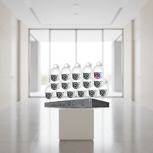 Kit CCTV PoE 16 canaux avec audio bidirectionnel, suivi automatique, caméras 4K, vision nocturne couleur, zoom optique 8x, réseau IP HD, carte SD Cloud - Product Image 1