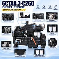 Moteur diesel industriel fiable SCDC Cums 6CTA8.3-C260 2200 tr/min 4 temps 6 cylindres pour chargeuse sur pneus de machines de construction