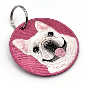 Cá nhân Thêu 3D Dây Móc Khóa tùy chỉnh logo Quà tặng khuyến mãi dệt vải thẻ chìa khóa động vật thú cưng thêu móc khóa - Product Image 1