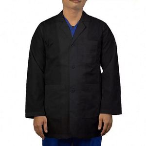 Batas de Laboratorio Personalizadas al por Mayor, Bordadas, Negras, para Hombres y Mujeres, Unisex, Manga Larga, de Algodón, para Uso Médico - Product Image 1