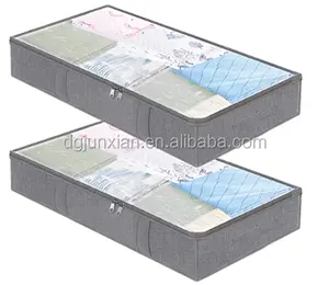 Under the bed Storage Bags Containers Underbed Storage Drawers Organizer with Clear Window 4 Handles 2 Sturdy Zippers