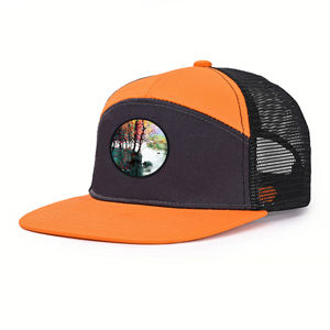 Gorra Trucker Personalizada de 7 Paneles con Logo, Ajustable, Visera Plana, Malla de Algodón, Bicolor, Casual, para Senderismo/Pesca/Béisbol - Product Image 1