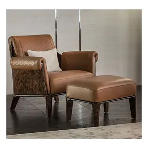 क्लासिक शैली कैफे होम आर्मरेस्ट चेयर ठोस मखमली लकड़ी आधुनिक एकल सोफे चमड़े की लकड़ी की कुर्सी