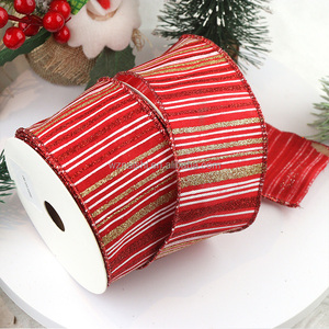 Fita de Poliéster Estampada de Natal OEM 63MM/38MM 10 Jardas Marca NAISHI com Borda Aramada para Decoração de Guirlandas e Árvores - Product Image 6