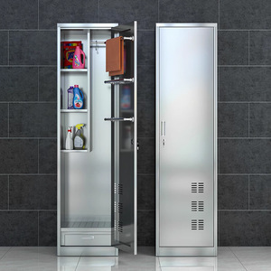 Stainless Steel Cleaning Cabinet Double Door 2 Tier Multifunctional Storage For Household Outdoor Use - Product Image 1
