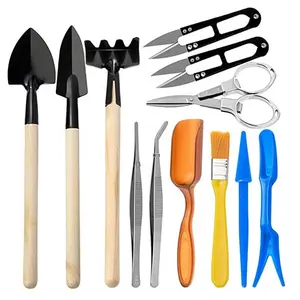 Juego de herramientas de mano para jardinería, kit de utensilios antideslizantes para jardinería, bonsái, reutilizables, a prueba de óxido, 12 piezas