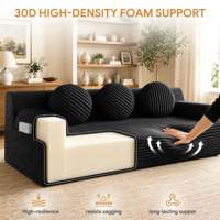 Neu Eingetroffene Schwarze Kleine Cloud-Couch 3-Sitzer Modernes Kleines Wohnzimmer 71 Zoll Breite Moderne Cloud-Couch