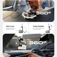 LISEN Ultra Silencieux 360 °   Support de téléphone magnétique électrique rotatif pour voiture N58, support de téléphone réglable sur 4 axes pour tableau de bord et pare-brise