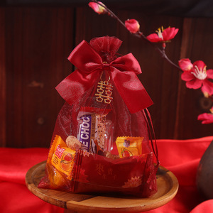 Joy Candy Bags Little Red Sugar Fruit Bags forniture per matrimoni sacchetti di caramelle con coulisse in Organza all'ingrosso - Product Image 6
