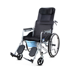 Fauteuil roulant manuel avec fonction toilette, pliable, léger, inclinable pour personnes âgées - Product Image 1