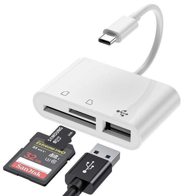USB C SD/Memory Card Reader Kit 3-in-1 OTG Type C Camera Connection iPad Pro 11"/12.9" 2018/2019 External MMC Adapter