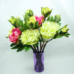 Fournitures en gros pour <span class=keywords><strong>fleuriste</strong></span> arrangement de pièce maîtresse de mariage 2 têtes blanc rose rouge vraie touche soie pivoine fleur artificielle - Product Image 4