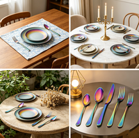 Ensemble de couverts de luxe en acier inoxydable plaqué or, 24 pièces, finition miroir, couteau, fourchette, cuillère avec boîte pour mariages, restaurants