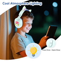 Auriculares Inalámbricos LOBKIN con Orejas de Gato para Niños, Auriculares con Luz Intermitente, Auriculares con Música Estéreo para Niños y Niñas, Regalo