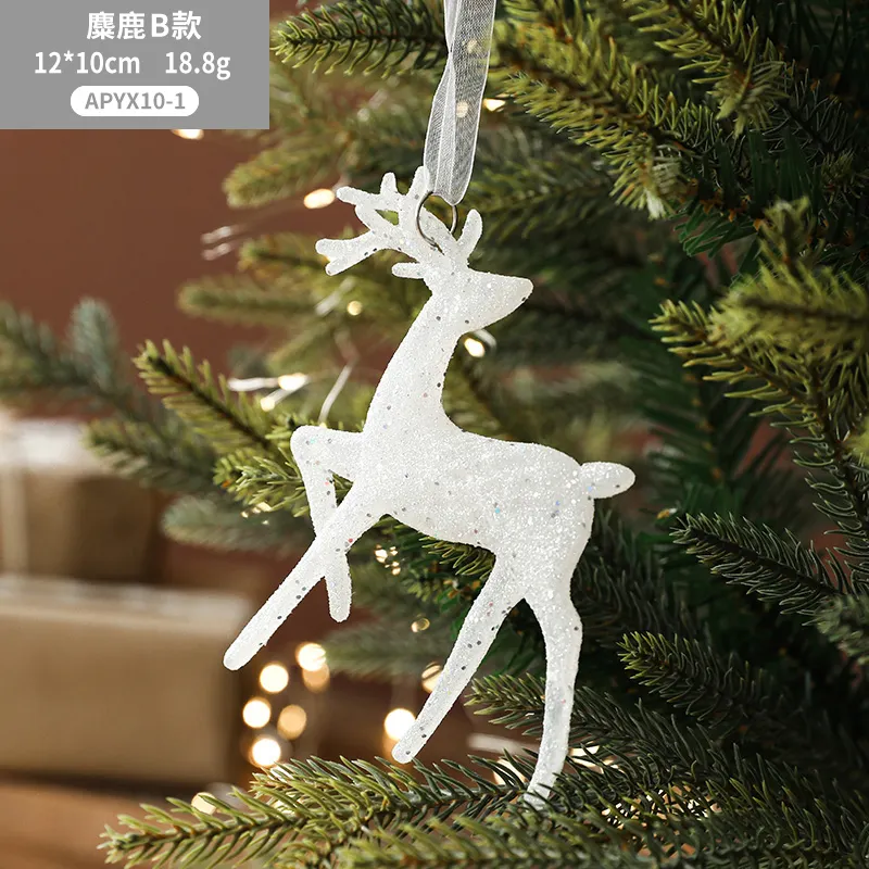 Natal Decorativo Branco Plástico Veados Natal Elk Tree Hanging Pendant Christmas Tree Acessórios Decoração