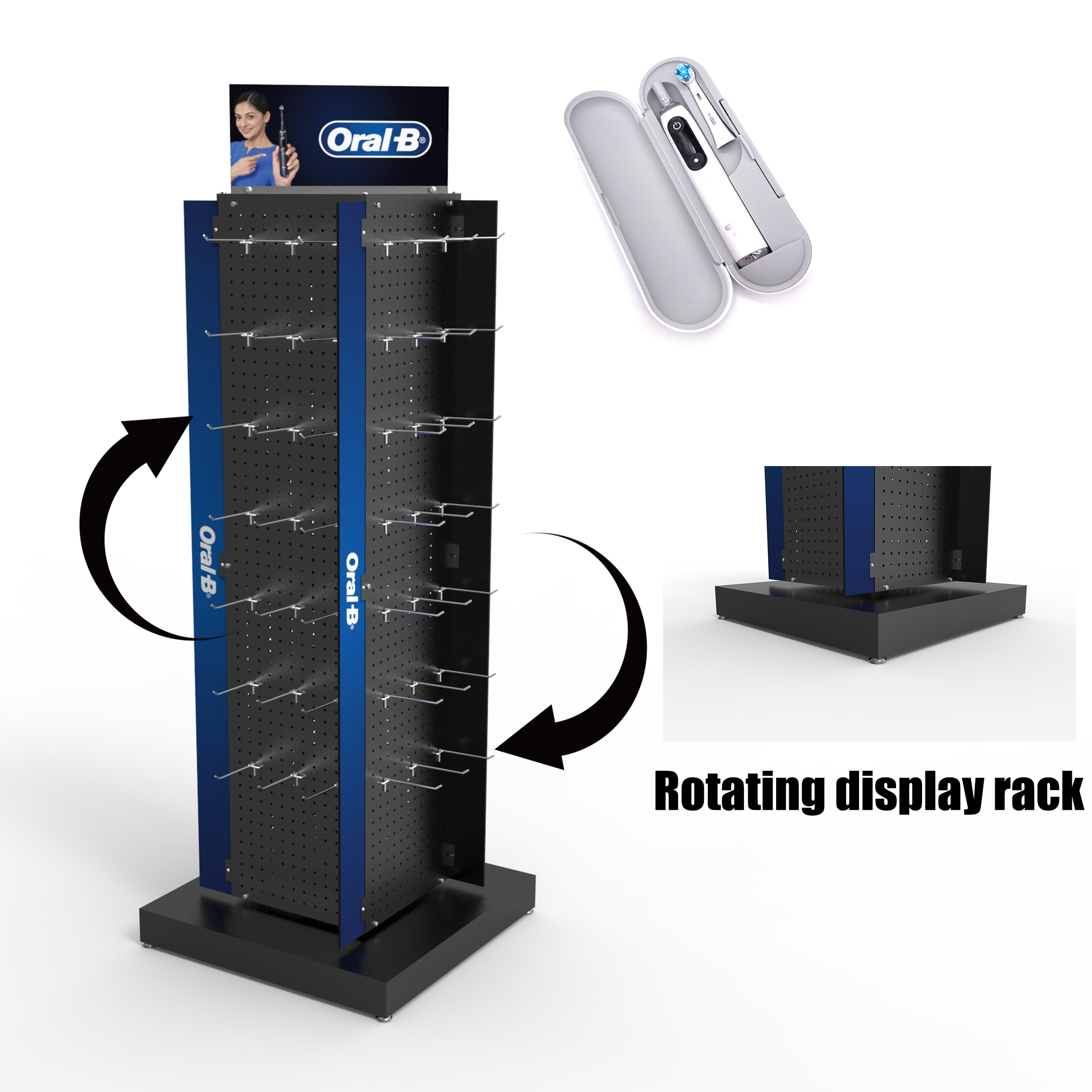 Apache Customized Double-Sided Heavy Duty Rotatable Modern Powder Coated Metal Supermarket Display Rack for Electric Toothbrush — view 2