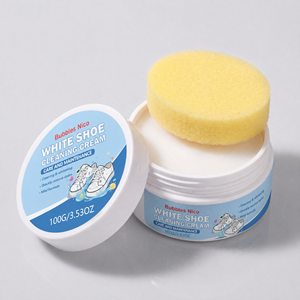 Crème Nettoyante Blanche OEM <span class=keywords><strong>pour</strong></span> Chaussures – Élimine Taches et Jaunissement – Formule Douce <span class=keywords><strong>pour</strong></span> <span class=keywords><strong>Cuir</strong></span>, Toile, Maille – Logo Personnalisé, Marque Privée – 100g - Product Image 1
