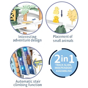 2 Trong 1 Điện Theo Dõi Đồ Chơi Trượt Đường Sắt Khủng Long Đồ Chơi Thiết Lập Với Ánh Sáng Âm Nhạc Mini Nhựa Leo Núi Vịt Theo Dõi Đồ Chơi Cho Trẻ Em - Product Image 2