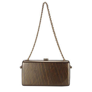 Sac de soirée carré vintage pour femme, pochette en acrylique marbré, sac à main à chaîne métallique scintillante pour réunion de famille, rendez-vous galant - Product Image 3
