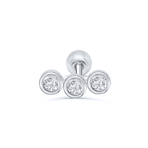 Pendientes de Plata de Ley S925 ROXI con Tres Diamantes Engastados y Roscados 2021 - Product Image 2