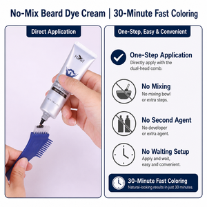 Tinte para Barba de Calidad Premium al por Mayor, Crema de 30g, Negro Natural/Marrón Oscuro, Sin Amoníaco, Sin PPD, Tinte Herbal para Hombres, en Envase de Plástico - Product Image 2