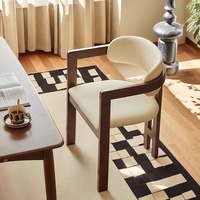 Chaise de salle à manger moderne et simple pour le salon tissu de flanelle en bois massif durable pour l'extérieur villa