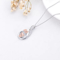 Bijoux animaux mignons Collier pendentif cochon bicolore en argent sterling 925 avec zircon cube