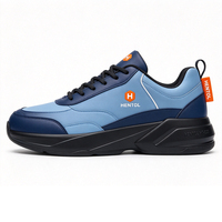 Baskets Chunky Dad Bleu Ciel Marine avec Passepoil Blanc Personnalisé OEM, Badge Orange et Semelle Noire – Chaussures de Sport