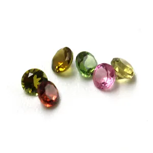 Hot round bright cut loose gemstone natural mixed color tourmaline jewelry production factory direct wholesale
