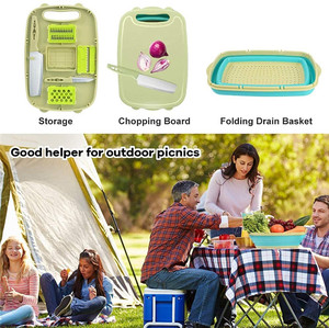 New and Unique Design Space Saver Wholesale <b>Plastic</b> Adaptive Foldable Collapsible Cutting Board Drain <b>Basket</b> for Camping - Product Image 4