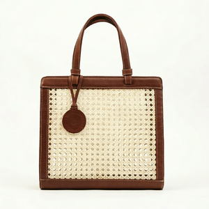 Nouveau Sac Fourre-Tout Tressé en Rotin et Osier 2026 avec Fleurs en Cuir Véritable pour Femme – Design Écologique et Durable pour l'Été - Product Image 1