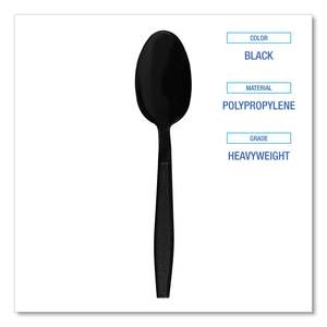 Cucharas Desechables de Polipropileno Resistentes, Color Negro, para Fiestas, 1000 Unidades por Caja - Product Image 2