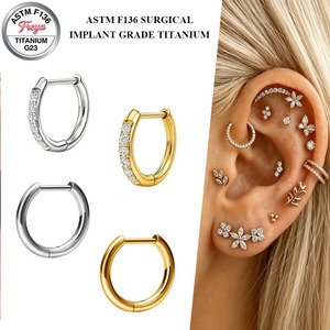 Pendientes de Aro de Titanio Freya AFTM F136 para Mujer, Joyería Fina para el Cuerpo, <span class=keywords><strong>Piercing</strong></span> de Titanio G23 con Zirconia para Nariz, Daith, Rook y <span class=keywords><strong>Tragus</strong></span> - Product Image 1