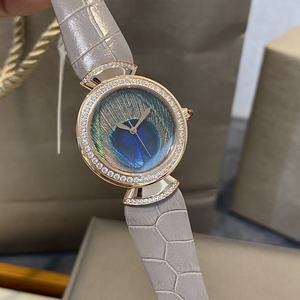 Montres pour femmes, luxe, cadran paon, femme, bracelet en acier, cadran noir, lunette en diamant, montres à quartz, boîtier en or rose, bracelet en cuir - Product Image 5