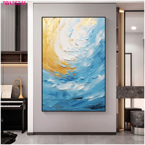 Tranh treo tường vải bố cao cấp, tùy chỉnh, dành cho nội thất sang trọng, chủ đề phong cảnh biệt thự, điểm nhấn kim cương với chi tiết kim loại - Product Image 4