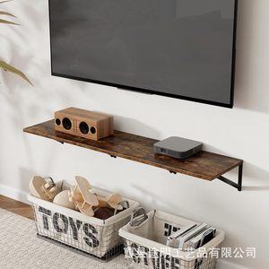 Estante de Pared de Madera de Hierro, Color Quemado, Rectangular, Multiusos, Duradero, para Almacenamiento en el Hogar - Product Image 4