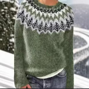 Maglione Lavorato a Maglia in Acrilico <span class=keywords><strong>da</strong></span> <span class=keywords><strong>Donna</strong></span>, Stile Europeo-Americano, Nuova Collezione Primavera, Best Seller, Girocollo, Abbinamento Colori, Vestibilità Ampia, Pullover alla Moda - Product Image 4