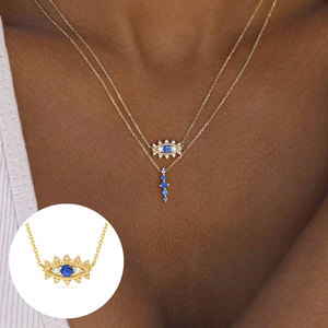 Collar Apilable con Colgante de Ojo de Demonio en Plata de Ley S925 CANNER, Joyería Chapada en Oro de 18k - Product Image 5