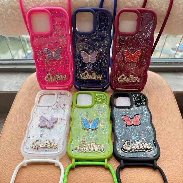 Custom Cartoon Glitter Resin Phone Case for Tecno CAMON 40 PRO Spark 40 Pro Wave Lanyard Crossbody Strap for Women Case SMART 10