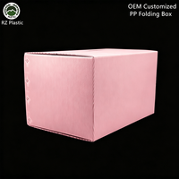 Caisse de rangement plate en plastique ondulé 2mm 3-5mm, rose, empilable, pour vêtements, réutilisable, personnalisable, OEM, en PP