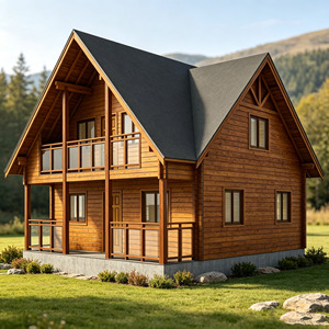 Villa en <span class=keywords><strong>bois</strong></span> <span class=keywords><strong>de</strong></span> pin à 2 étages, style européen, anti-corrosion, avec 2 chambres et 2 salles <span class=keywords><strong>de</strong></span> bain, idéale pour les centres <span class=keywords><strong>de</strong></span> villégiature, fermes et gîtes. - Product Image 1