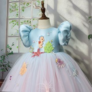 <span class=keywords><strong>Abiti</strong></span> da <span class=keywords><strong>principessa</strong></span> a fiore 3D <span class=keywords><strong>abiti</strong></span> da 2025 per bambini da sposa per bambina e da sposa con perle compleanno verde per ragazze <span class=keywords><strong>abiti</strong></span> a maniche a sbuffo per festa - Product Image 3