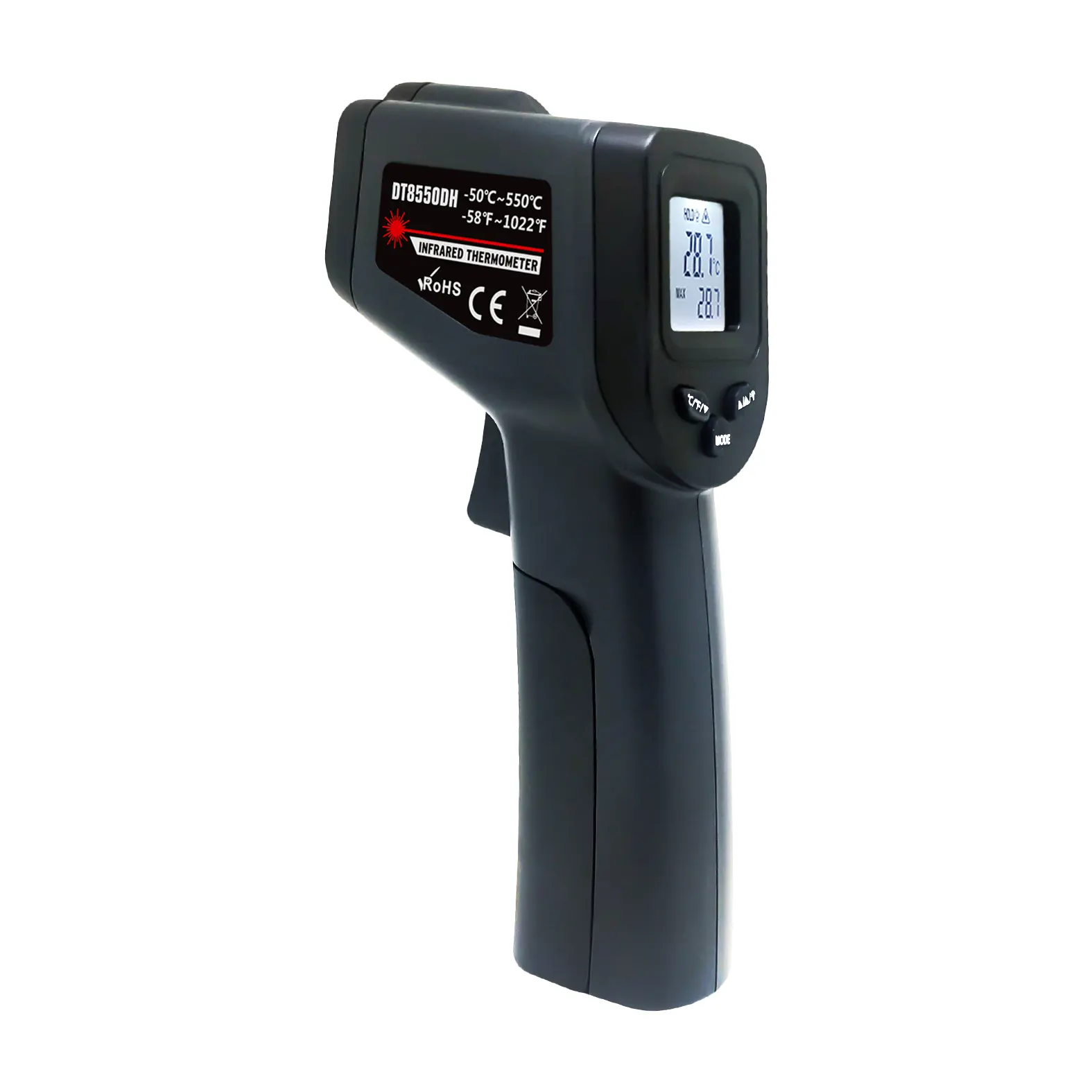 Endüstriyel kullanım DT8550D(-50-550 derece) sıcaklık sensörü ile sanayi için lazer silahi kızılötesi termometre