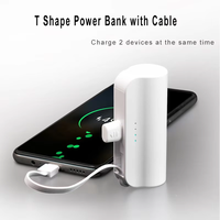 Mini batteries externes portables en gros, type C, câble intégré, affichage LED, chargeur de batterie, mini batterie externe personnalisée 5000 mAh