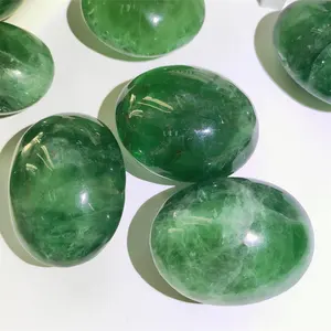 Полированный зеленый кристалл натуральный лечебный камень зеленый флюорит пальмовый камень для украшения дома