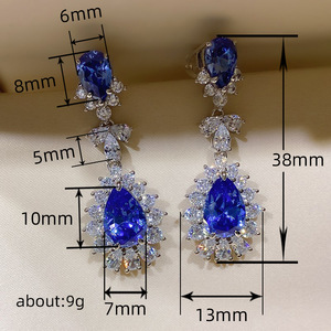 Orecchini a Goccia Blu per Donne, Gioielli Eleganti con Pavé Scintillante - Product Image 5