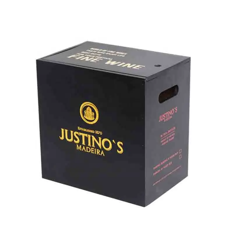 Özel sipariş siyah ahşap şarap hediye kutusu 6 şişe için ahşap kutular altın sıcak damgalı logosu